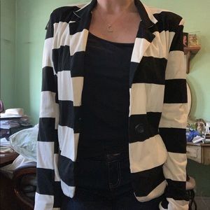 Black and White Striped Blazer
